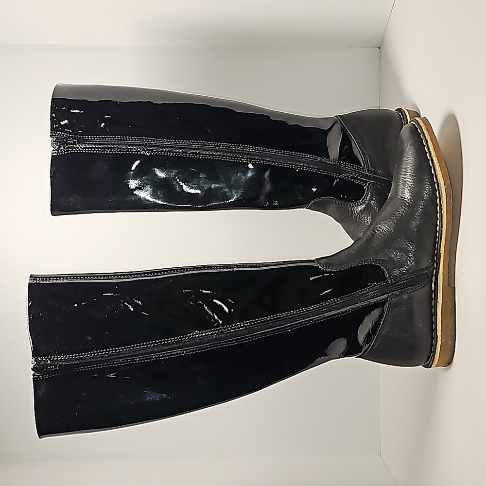 Kickers Credo2 Black Patent Knee High Boots Sz 37 Side Zip Equestrian Riding - Picture 9 of 16
